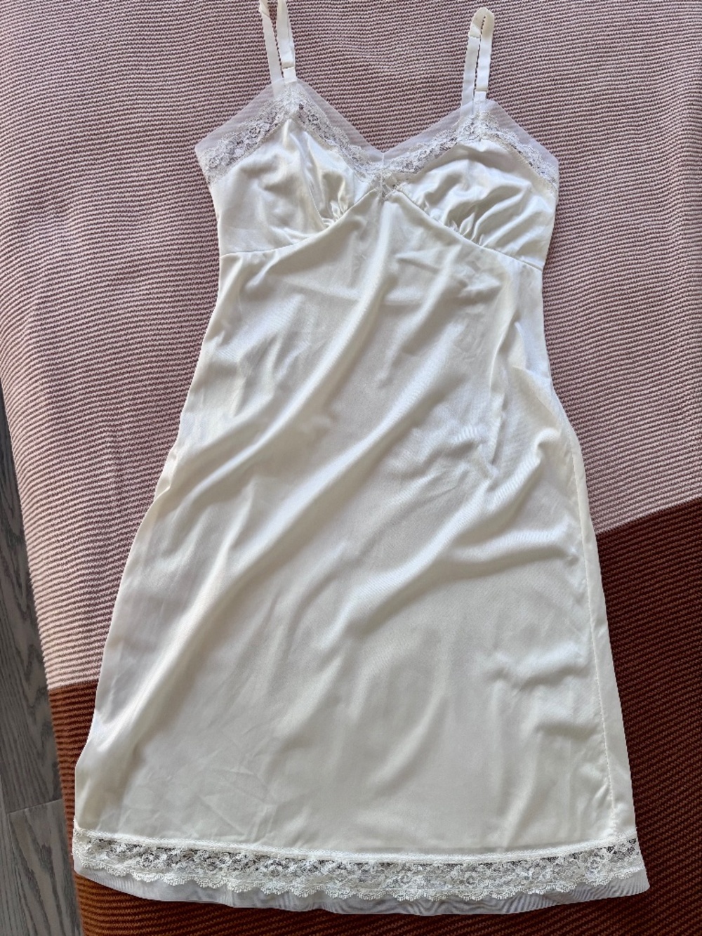 Pink Lady Vintage Cream Slip Mesh/Lace Trim Women’s Size 34